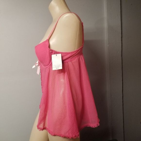 New Y2K 2000s Rampage Fly away pink mesh medium M lingerie bra top - Picture 7 of 7